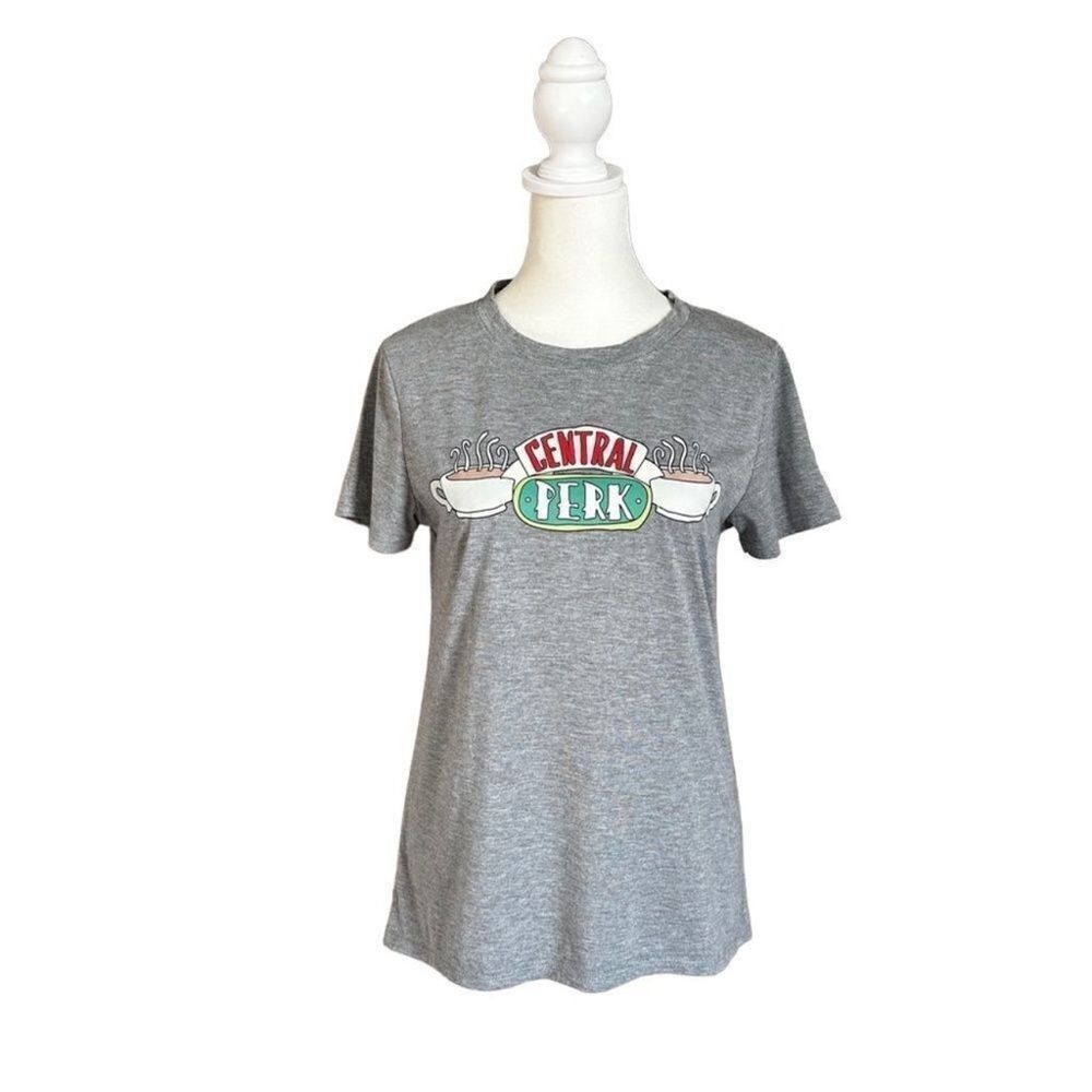 Friends Central Perk Nostalgia Short Sleeve Crewneck T-Shirt Gray Medium